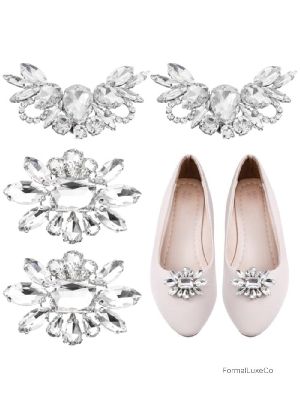 Rhinestone Shoe Clips 4PCS Sparkling Shoe Charms for Women